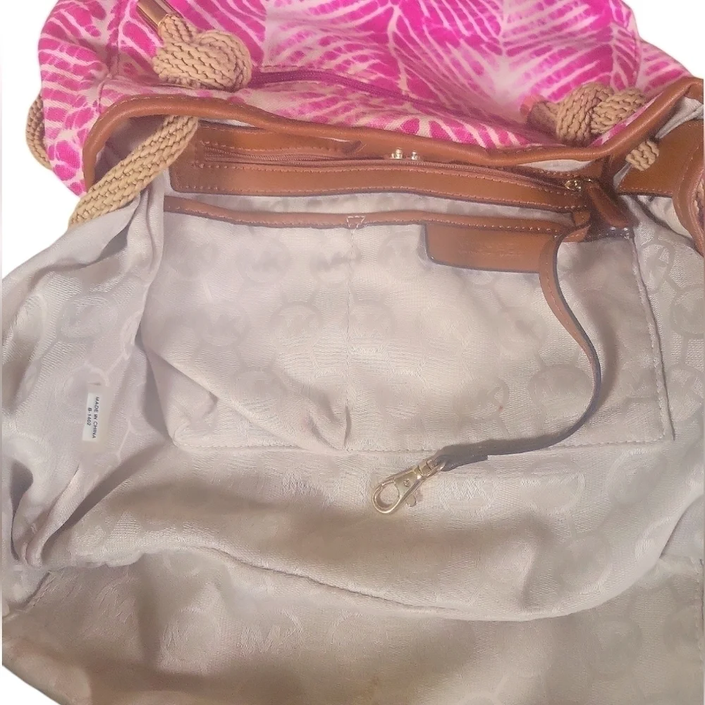 Michael Kors Marina Raspberry Tie Dyed Canvas Tote Handbag